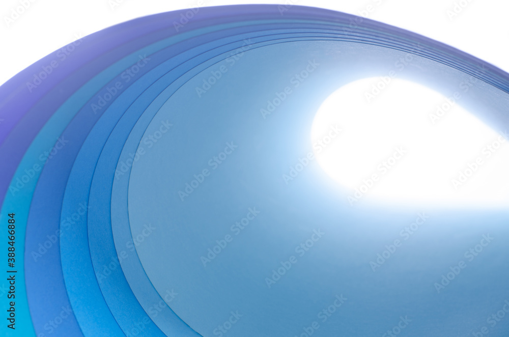 Poster abstract bright soft design background with blue wavy curved lines in dynamic style, template brochu