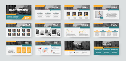 Presentation slide template, vector infographics ready to use for annual report, statistics, information with corporate style.