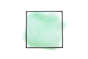 Green brush strokes watercolor paint isolated