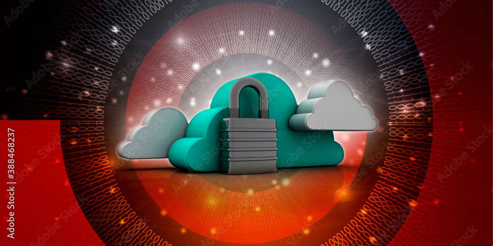 Poster 3d rendering cloud computing, security
