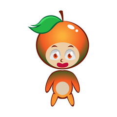 Cute orange cartoon character illustration vector