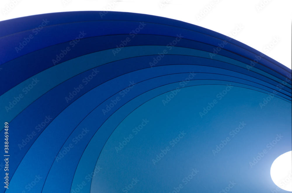 Poster abstract bright soft design background with blue wavy curved lines in dynamic style, template brochu