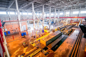 Production of aerated concrete blocks at factory processing step