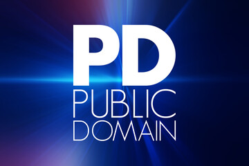 PD - Public Domain acronym, concept background