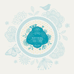 Obraz premium Vintage card with hand drawn flowers. Template design 