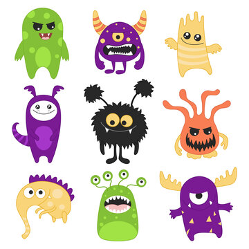 Cartoon cute monsters illustration.