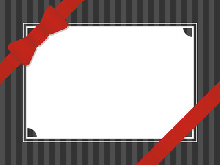 Red ribbon on stripe background. Vector illustration.