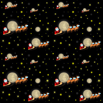 Seamless Christmas 2020 background. Santa and reindeers in face masks. Vector illustration.