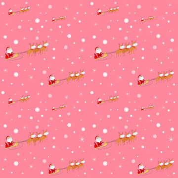 Seamless Christmas 2020 pattern. Santa Claus and reindeers in face masks. Vector illustration.