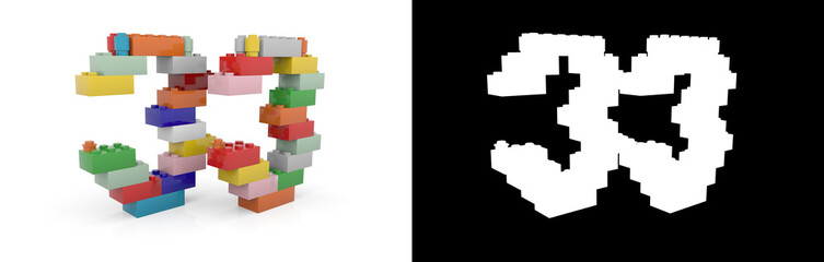 Fototapeta premium Number thirty-three (number 33) from building bricks
