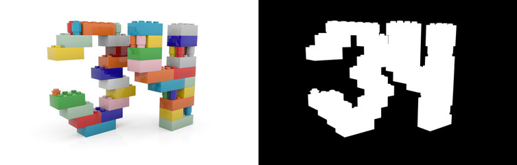 Fototapeta premium Number thirty-four (number 34) from building bricks