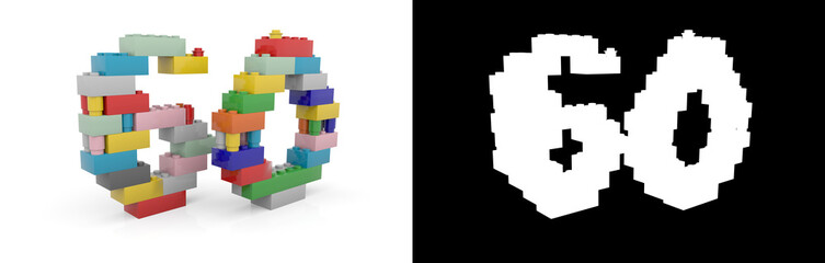 Naklejka premium Number sixty (number 60) from building bricks