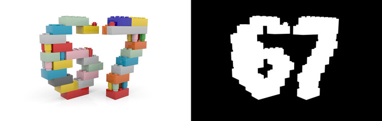 Fototapeta premium Number sixty-seven (number 67) from building bricks