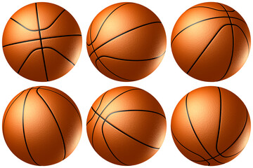 Many basketballs isolated on white background. 3D illustration.