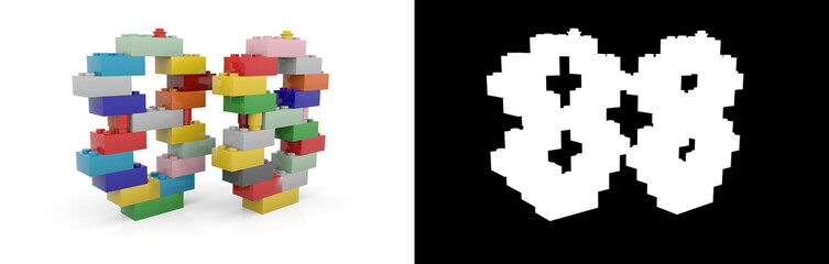 Fototapeta premium Number eighty-eight (number 88) from building bricks