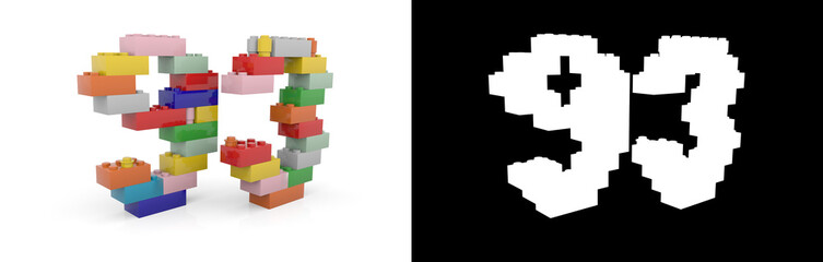 Fototapeta premium Number ninety-three (number 93) from building bricks