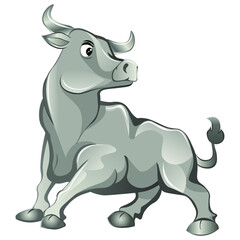 White metal bull on a white background. Vector illustration