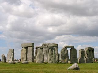 Naklejka premium Wiltshire, United Kingdom. Stonehenge is one of the most landmarks in UK. It's a prehistoric monument, it consists of a ring of standing stones