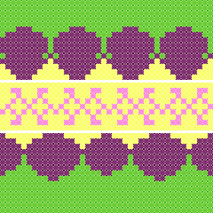 Flower and folk print ribbon pattern and seamless vector