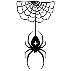 Spider silhouette sign isolated on white. 
