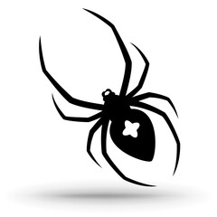 Spider silhouette sign isolated on white. 