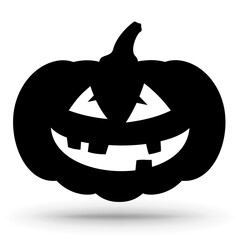 Pumpkin silhouette icon isolated on white Halloween sign. 