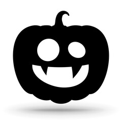 Pumpkin silhouette icon isolated on white Halloween sign. 
