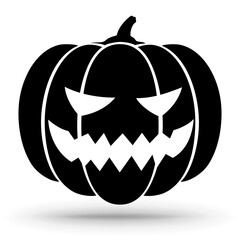 Pumpkin silhouette icon isolated on white Halloween sign. 