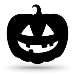 Pumpkin silhouette icon isolated on white Halloween sign. 