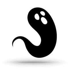 Halloween scary ghostly monster. Ghost Cartoon. Halloween sign isolated on white.