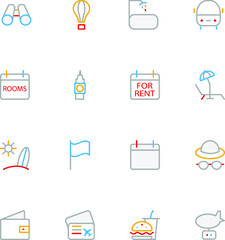  Travel Colored Outline Vector Icons   © creativestall