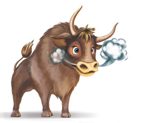 Image of a bull, symbol of 2021, on a white background