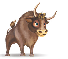 Image of a bull, symbol of 2021, on a white background