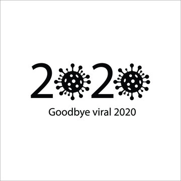 2020 virus. Goodbye coronavirus. New year 2021 vector solid icons