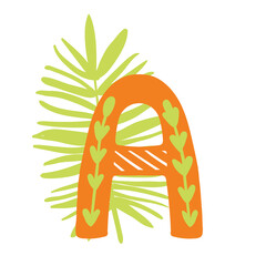 Orange vector bright Letter isolated Capital A 