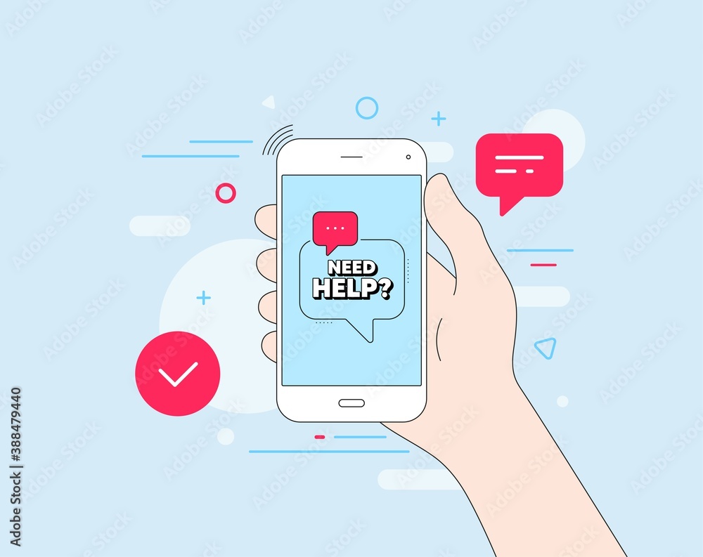 Poster need help symbol. mobile phone with offer message. support service sign. faq information. customer s