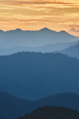 fog and cloud mountain valley sunset landscape, Doi Pui Chiang Mai Thailand