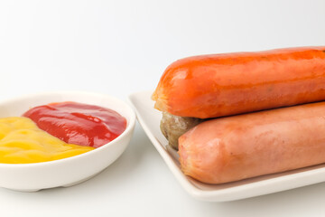 Pork sausage on white background