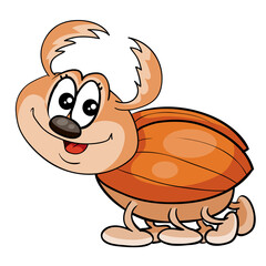 cute beetle character, isolated object on white background, cartoon illustration, vector,