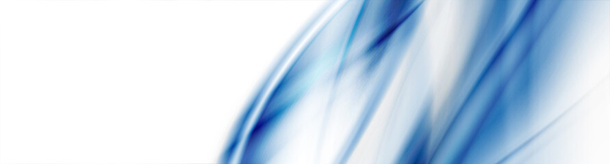 Abstract shiny white blue smooth blurred waves banner design. Vector wavy header background