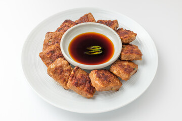 Meat bandit on white background