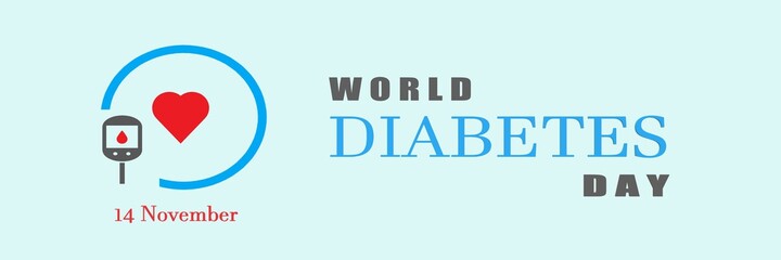 World diabetes day. Blue ribbon DIABETES. Modern style logo illustration for november month awareness campaigns