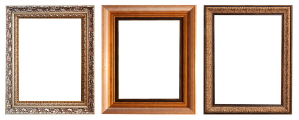 Frames picture baguettes isolated on white background set.