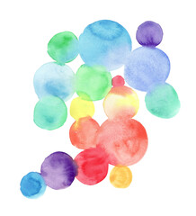 Watercolor rainbow circles. Watercolor abstract background, hand-painted texture, watercolor stains. Design for backgrounds, wallpapers, covers and packaging..