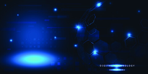 Abstract dark blue with digital element grid line and glowing effect high tech background.Vector illustration.