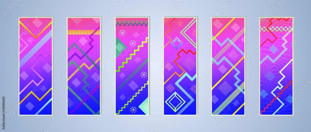 Poster set of modern abstract backgrounds with gradient linear waves. simply geometric template for design