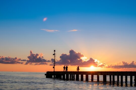 Sunset on the Cinquale jetty Massa Italy