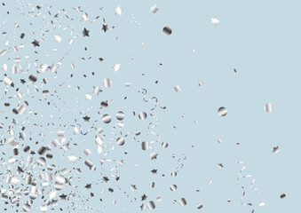 Silver Spiral Festive Vector Blue Background. 