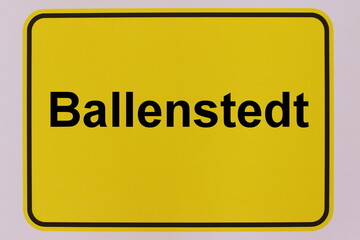 Grafische Darstellung des Ortseingangsschildes der Stadt Ballenstedt