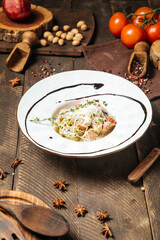 Salmon tagliatelle pasta with parmesan